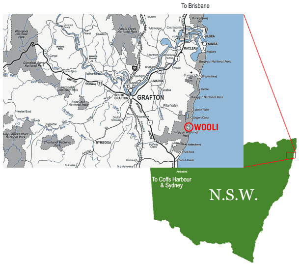 Wooli is located on the northern NSW coast between Coffs Harbour and Ballina